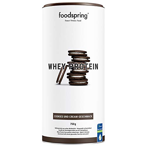 foodspring Proteína Whey, Sabor Cookies & Cream, 750g, 100% proteína de suero de leche, Proteína en polvo para el desarrollo muscular foodspring Proteína Whey, Sabor Cookies & Cream, 750g, 100% proteína de suero de leche, Proteína en polvo para el desarrollo muscular