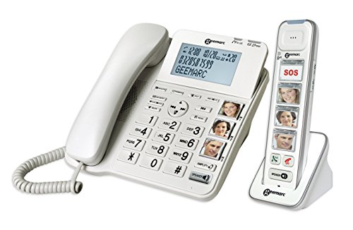 Geemarc Schnurgebundenes teléfono para Personas Mayores AMPLIDECT Combi-Photo 295 contestador automático (Voz/versión Alemana), Foto-Tasten Bel