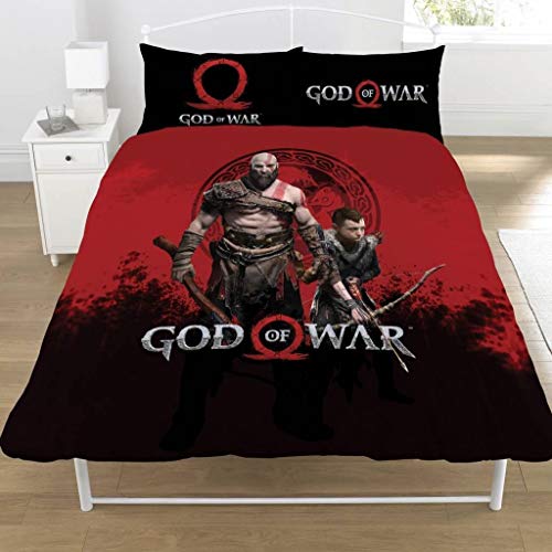 God Of War - Juego de Cama diseño Warriors del Videojuego (Doble) (Negro/Rojo)