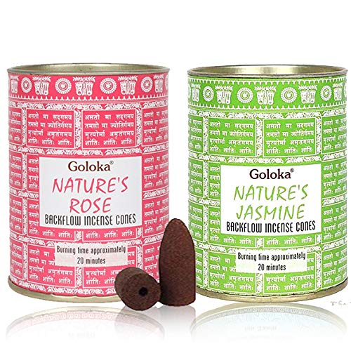 Goloka - Conos de incienso (2 unidades, incluye 36 conos (aroma de rosa y jazmín)
