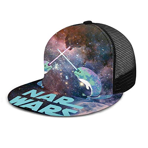 Gorra de béisbol Starry Sky Narwhal NAR Wars Galaxy Gorras de béisbol Unisex Snapback Flat Bill Hip Hop Sombreros/Sombrero