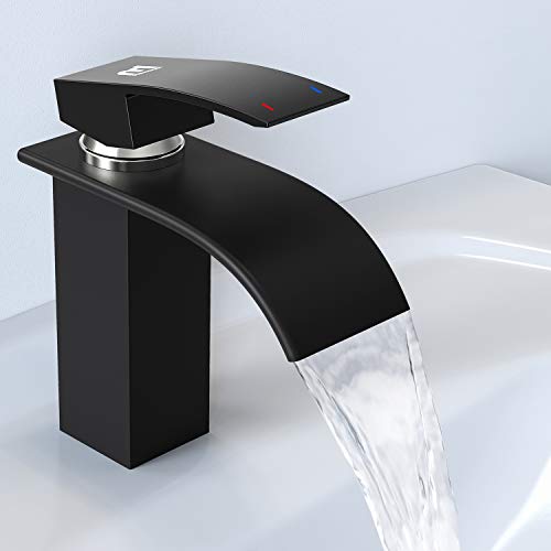 Grifo de Lavabo Baño, MEHOOM Grifo Cascada Monomando para Cuadrado Fregadero Cocina Mezclador, Válvula De Cerámica, Agua Fria y Caliente Disponible,Negro… Grifo de Lavabo Baño, MEHOOM Grifo Cascada Monomando para Cuadrado Fregadero Cocina Mezclador, Válvula De Cerámica, Agua Fria y Caliente Disponible,Negro…