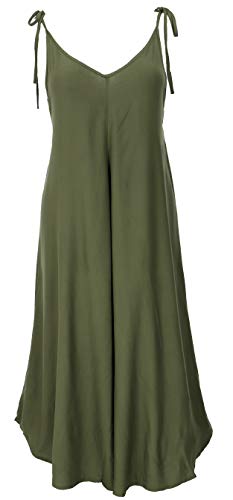 Guru-Shop Boho - Mono 3/4 de verano para mujer, azul, algodón, talla 40, pantalón largo verde oliva 42