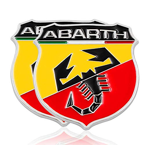 GUXINHOME Etiqueta Engomada del Guardabarros del Logotipo del Emblema del Cromo del Coche Abarth Italia, Adecuado para Todos Los Fiat Abarth Punto 124/125/125/500, 2 Piezas