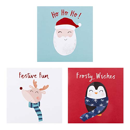 Hallmark Tarjetas navideñas de personajes festivos, paquete de 18 en 3 diseños