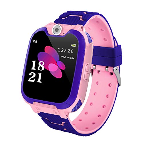 Hangang Reloj para Niños Niña smartwatchLa Musica y 7 Juegos Smart Watch Phone 2 Vías Llamada Despertador de Cámara para Reloj Niño y Niña 3-12 años(Rosa)