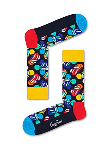 Happy Socks – Calcetines de algodón coloridos sin etiqueta, con diferentes patrones de colores, para hombre y mujer Mehrfarbig 140 Rolling Stones Big Licks 36-40