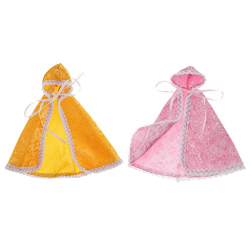 Harilla 2 Lotes de Accesorios de Disfraz de Capa para 1/6 BJD BB Dress Up Pink and Yellow