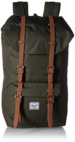 Herschel Mochila unisex para adultos Little America, color verde oliva y marrón Herschel Mochila unisex para adultos Little America, color verde oliva y marrón