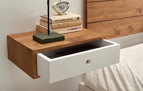 HOGAR24 ES- Pack 2 mesitas de Noche flotantes Madera Maciza Natural Acabado Encerado Frente cajón Blanco con 1 cajón Estilo nórdico Vintage. Medidas: Ancho: 45 cm x Fondo: 30 cm x Alto: 15 cm. HOGAR24 ES- Pack 2 mesitas de Noche flotantes Madera Maciza Natural Acabado Encerado Frente cajón Blanco con 1 cajón Estilo nórdico Vintage. Medidas: Ancho: 45 cm x Fondo: 30 cm x Alto: 15 cm.