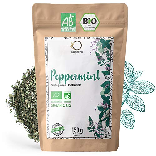 HOJAS DE MENTA PIPERITA ECOLÓGICA 150G - Menta secada para hacer té a la menta, té frio y para la Cocina - Infusión de Menta piperita Ecológica a grane