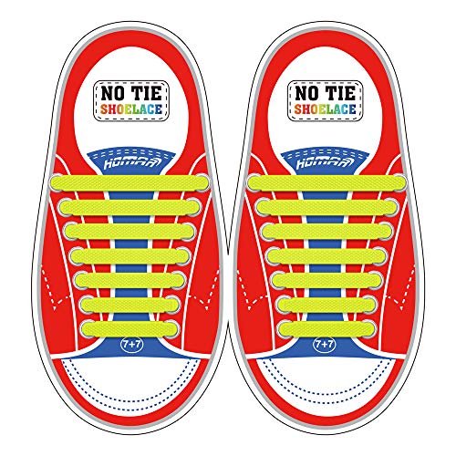 Homar sin corbata Cordones de zapatos para niños y adultos Impermeables cordones de zapatos de atletismo atlética de silicona elástico plano con multicolor de los zapatos del tablero Sneaker boots (Kid Size Yellow)
