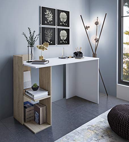 Home Heavenly® - Escritorio, Mesa despacho, Oficina Tokyo Estilo Minimalista, Industrial, Mueble multifunción 2 en 1 con cómoda estantería y Amplia Mesa de Trabajo fabricación Europea (Blanco) Home Heavenly® - Escritorio, Mesa despacho, Oficina Tokyo Estilo Minimalista, Industrial, Mueble multifunción 2 en 1 con cómoda estantería y Amplia Mesa de Trabajo fabricación Europea (Blanco)