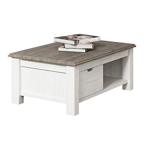 HomeSouth - Mesa de Centro, Mesita de Salon Comedor, Acabado en Andersen Pino y Gris, Modelo Irma, Medidas: 124 cm (Largo) x 69 cm (Ancho) x 45 cm (Alto)