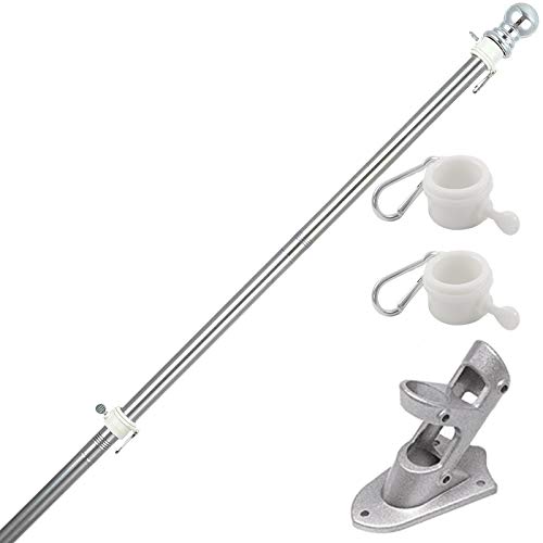 HORSE SECRET 150cm Kit de Asta de Bandera de Aluminio con Soporte Asta de Bandera de Acero Inoxidable, Kit de Barra de Bandera de Montaje en Pared Exterior con Anillos Giratorios HORSE SECRET 150cm Kit de Asta de Bandera de Aluminio con Soporte Asta de Bandera de Acero Inoxidable, Kit de Barra de Bandera de Montaje en Pared Exterior con Anillos Giratorios