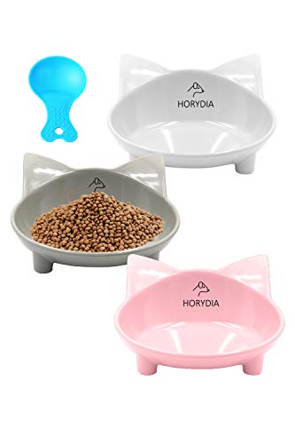 HORYDIA Comedero Gato 3 psc Melamina comedero y Bebedero de Gatos Antideslizantes Boca Baja Plana Cuenco del Gato Previene la Fatiga del Bigote. (Z01) HORYDIA Comedero Gato 3 psc Melamina comedero y Bebedero de Gatos Antideslizantes Boca Baja Plana Cuenco del Gato Previene la Fatiga del Bigote. (Z01)