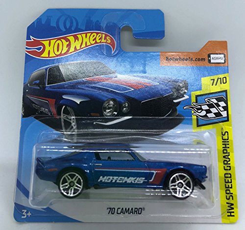 Hot Wheels 2018 '70 Camaro Blue 7/10 HW Speed Graphics 153/365 (Short Card)