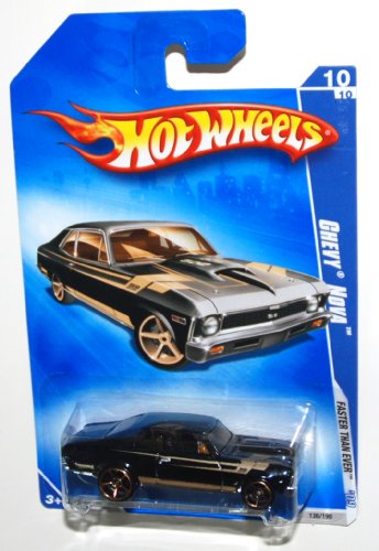 Hot Wheels Chevy Nova (1968) 2009-136 Faster Than Ever BLACK 1:64 Scale by Hot Wheels Hot Wheels Chevy Nova (1968) 2009-136 Faster Than Ever BLACK 1:64 Scale by Hot Wheels