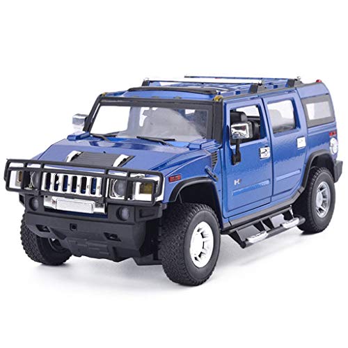 HTDZDX Hummer Modelo Coche H2 VEHÍCULO Off-Road 1:24 Aleación de simulación Modelo de automóvil Modelo de Coche Adornos de colección (Color : Blue)