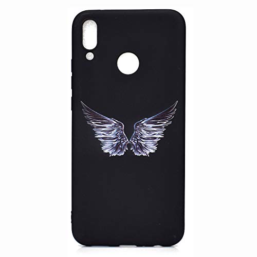 HYcase Estuche para Huawei Y9 2019, Funda Protectora de Funda de Negro Puro con Brillo de Silicona TPU Ultra Brillante y Creativa a Todo Color para Huawei Y9 2019- Alas