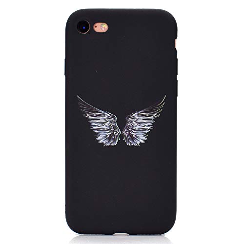 HYcase Estuche para iPhone 7/8, Funda Protectora de Funda de Negro Puro con Brillo de Silicona TPU Ultra Brillante y Creativa a Todo Color para iPhone 7/8- Alas