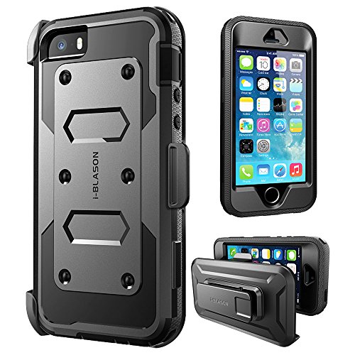 i-Blason Funda Compatible con iPhone SE/5S/5, Funda Protectora 360 Grados, Carcasa Resistente [Armorbox] con Protector de Pantalla Integrado, Color Negro