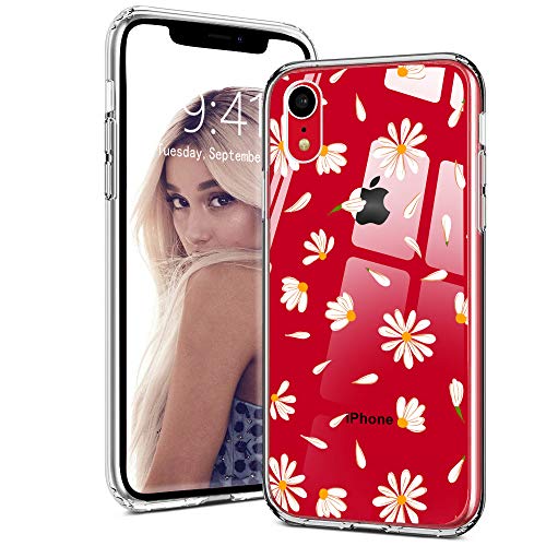 Idocolors Funda para iPhone X/XS Suave TPU Gel Carcasa Protección Antigolpes y Caídas Crisantemo Blanco Funda Anti Arañazos para iPhone X/XS