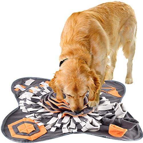 IEUUMLER Snuffle Mat para Perros Alfombrilla de Entrenamiento Estera de Entrenamiento Manta para la Nariz Juguete de Juego IE081 (70x70cm, Orange & Grey)