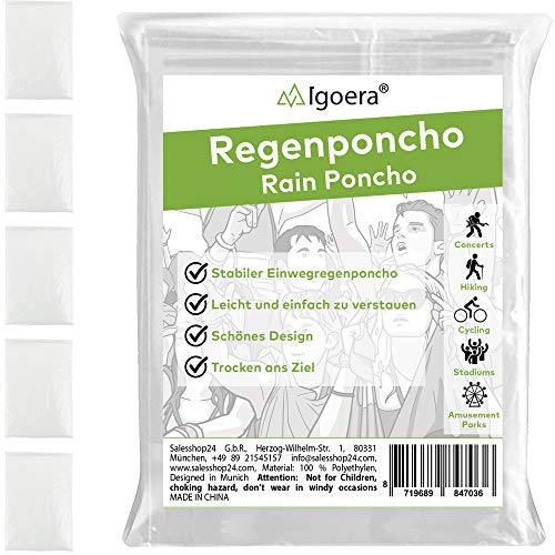 Igoera Chubasquero Transparente, Pack de 5 Chubasqueros con Capucha, Poncho Impermeable para Festivales y conciertos, y Actividades al Aire Libre. (Transparente) Igoera Chubasquero Transparente, Pack de 5 Chubasqueros con Capucha, Poncho Impermeable para Festivales y conciertos, y Actividades al Aire Libre. (Transparente)