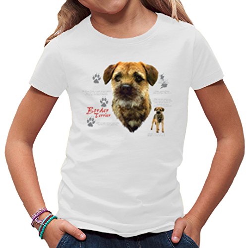 Im-Shirt Border Terrier - Camiseta para niño, diseño de perro Blanco 12-14 años