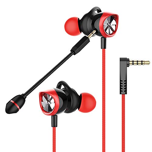 In Ear Gaming Headset Langsdom, Gaming auriculares con einstellbaren micrófono y Stummschaltung, Gaming Ohrhörer para PS4, Xbox, Nintendo Switch, PC, Laptop, móvil (G200X, Schwarz-Rot)