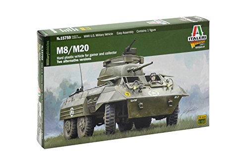 Italeri Tanque de Guerra con Conductor, Modelo 510015759, Versiones M8 y M20; Escala 1:56