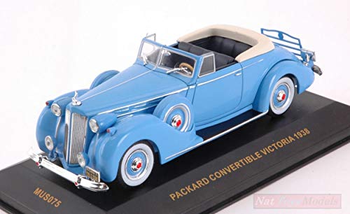 Ixo Model MUS075 Packard Victoria Convertible 1938 Blue 1:43 MODELLINO Die Cast Compatible con