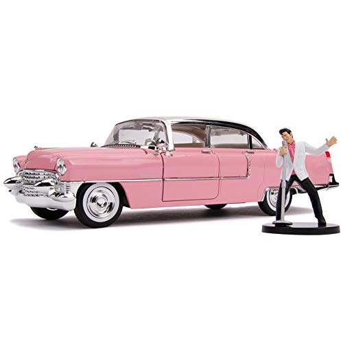 Jada Toys 1955 Cadillac Fleetwood W/Elvis Figure, 31007, Color Rosa