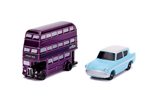 Jada Toys 253181002 Harry Potter 2 Nano Coche Coleccionable de Die-Cast, 959 Ford Anglia Knight Bus, Juego de 4 cm, a Partir de 8 años