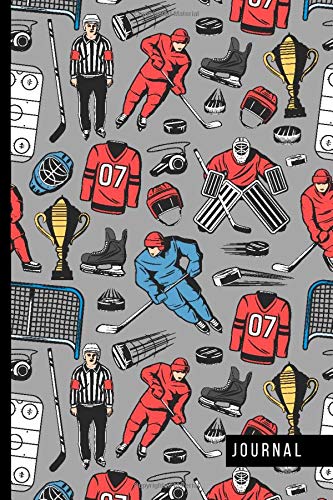 Journal: Ice Hockey Theme on Gray Cover / Ruled 6x9 Small Composition Notebook for Writing / Blank Lined Paper Book / Cute Card Alternative / Gift for Journal Lovers and Writers