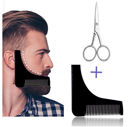 Juego de herramientas para el cuidado de la barba con tijeras y peine, ayuda de afeitado para barba de tres días, herramienta de peinado para hombres