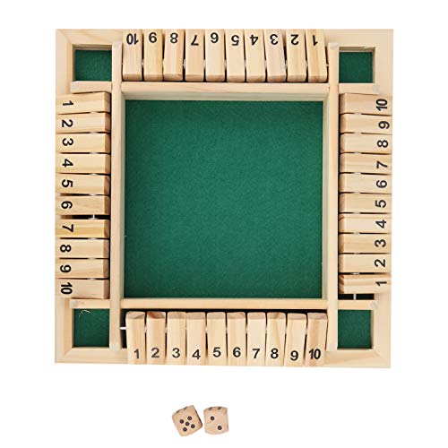 Juego de mesa de madera, Shut The Box 4 jugadores Juego de dados Número de tablero de juguete Juego de mesa de madera clásico Juguete educativo Adultos Suministros de entretenimiento para bares Cafés