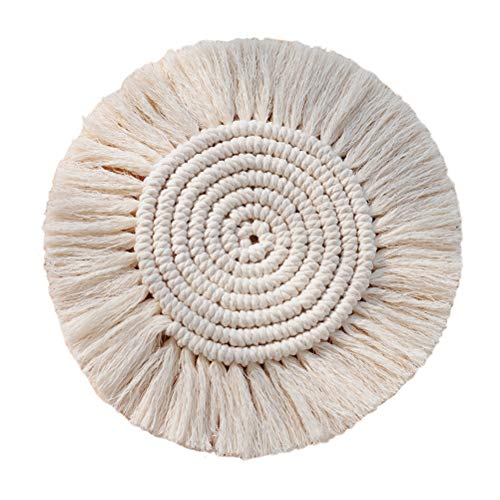 Juego de posavasos de macramé hecho a mano, 18 cm de diámetro, estilo bohemio, decoración de escritorio, se utiliza en la cocina, dormitorio, cafetería y otros locales comerciales. Juego de posavasos de macramé hecho a mano, 18 cm de diámetro, estilo bohemio, decoración de escritorio, se utiliza en la cocina, dormitorio, cafetería y otros locales comerciales.