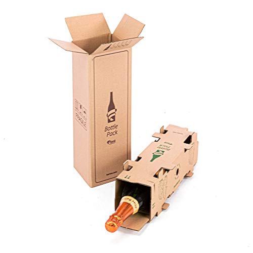 KARTOX | Pack 5 Cajas de cartón para envío Botellas | Capacidad para 1 Botella | con Caja Interna Alta protección | 100% ecológico | Evita Roturas