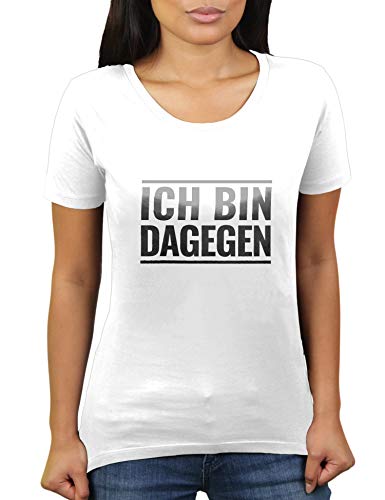 KaterLikoli Ich Bin dagegen - Camiseta para mujer Blanco M