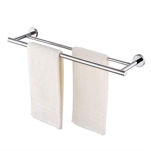 KES Doble Toalleros de Baño 60CM Toallero Barra Acero Inoxidable Toallero Pared para Baño y Cocina Acabado Pulido, A2001S60