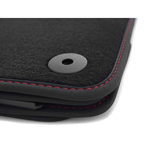 kh Teile - Alfombrillas para coche para Golf 7 VII Premium, 4 piezas, terciopelo negro, nobuk, costuras decorativas, color rojo