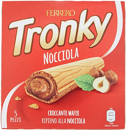 Kinder ferrero - Tronky croccanti wafer alla nocciola - 90 gr, confezione da 5 - [confezione da 10]