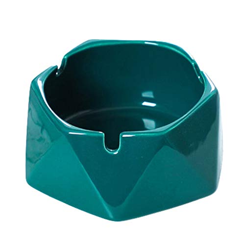 Kiter Cenicero de cerámica con diseño resistente al viento y forma geométrica, cenicero portátil para la oficina y el hogar (color: verde)