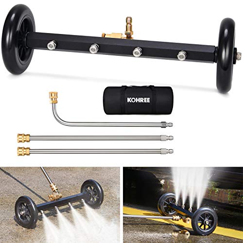 Kohree - Limpiador de agua para lavadora a presión, 2 en 1, escoba de agua de 16 pulgadas, limpiador de superficie para lavadora a presión con 3 varitas de extensión de 4000 PSI Kohree - Limpiador de agua para lavadora a presión, 2 en 1, escoba de agua de 16 pulgadas, limpiador de superficie para lavadora a presión con 3 varitas de extensión de 4000 PSI