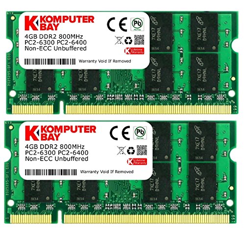 Komputerbay - Memoria SODIMM para portátil 8GB (2 x 4GB), PC2-6400, DDR2-800