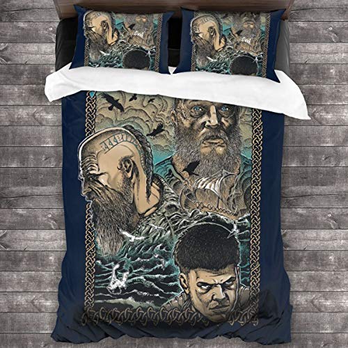 KUKHKU Vikings Legacy Love Legend Boja Juego de ropa de cama de 3 piezas, funda de edredón de 86 x 70 pulgadas, decorativa de 3 piezas con 2 fundas de almohada
