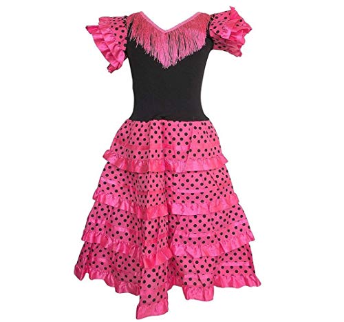 La Senorita Vestido Flamenco Español Traje de Flamenca chica/niños rosa negro