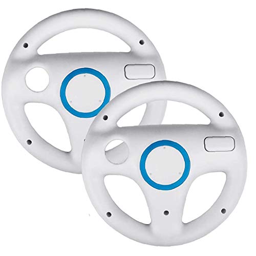 LAANCOO Dirección Paquete de 2 Ruedas Juego para Mario Kart Wii, Juego para el Volante de Carreras Mario Kart Ajuste para Nintendo Wii (Blanco) para usos múltiples al Aire Libre de Interior